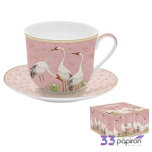 Csésze+alj porcelán reggeliző 4dl Dancing Herons dobozban