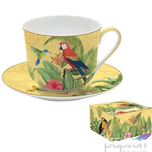 Csésze+alj porcelán reggeliző 4dl Exotic Paradise dobozban