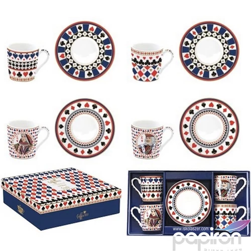 Csésze+alj kávés Porcelán 100ml Coffee Mania, Casino Royale 4db-os dobozban