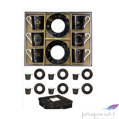 Csésze+alj kávés Porcelán 100ml Coffee Mania, Celestial 6db-os dobozban