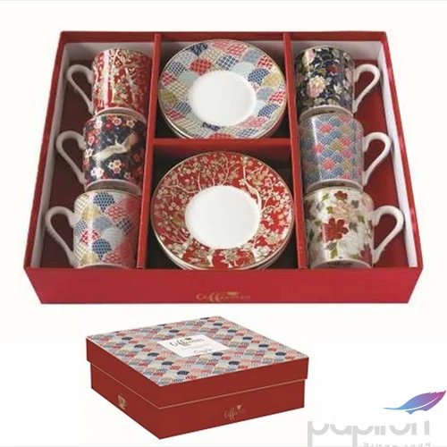 Csésze+alj kávés Porcelán 100ml Coffee Mania,Okinawa 6db-os dobozban