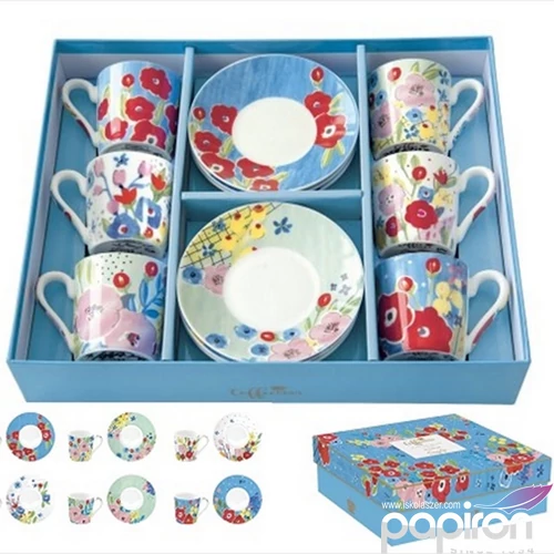 Csésze+alj kávés Porcelán 100ml En Plein Air, Coffee Mania 6db-os dobozban