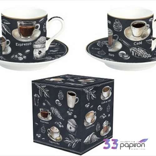 Csésze+alj kávés Porcelán 75ml Barista 2db-os dobozban