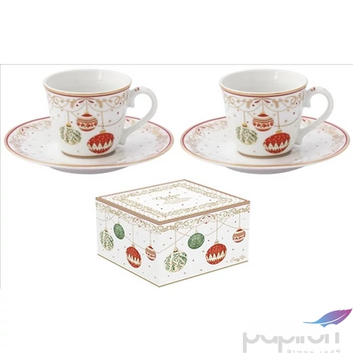 Csésze+alj Porcelán 80ml Christmas Eve 2db-os dobozban
