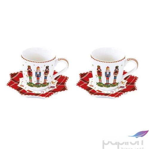 Csésze+alj Porcelán karácsonyi 100ml Vintage Nutcracker 2db-os dobozban