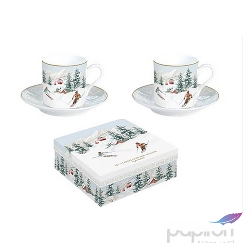 Csésze+alj Porcelán karácsonyi 100ml Chalet 2db-os dobozban