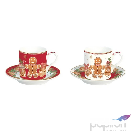 Csésze+alj Porcelán karácsonyi 75ml Gingerbread Fancy 2db-os dobozban