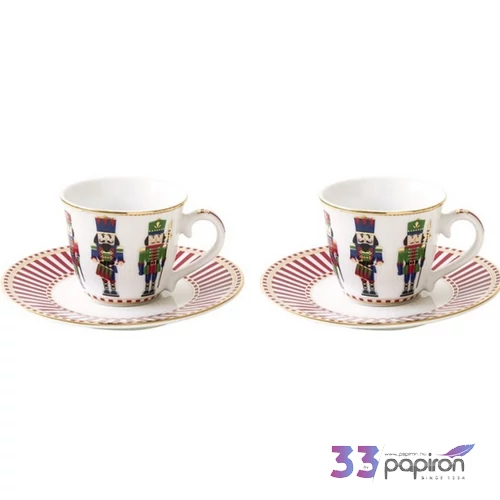 Csésze+alj Porcelán karácsonyi 80ml Nutcracker 2db-os dobozban