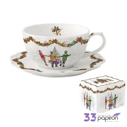 Csésze+alj teás Porcelán 3dl Christmas Round Dance dobozban