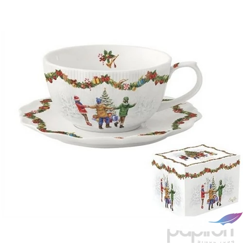 Csésze+alj teás Porcelán 3dl Christmas Round Dance dobozban