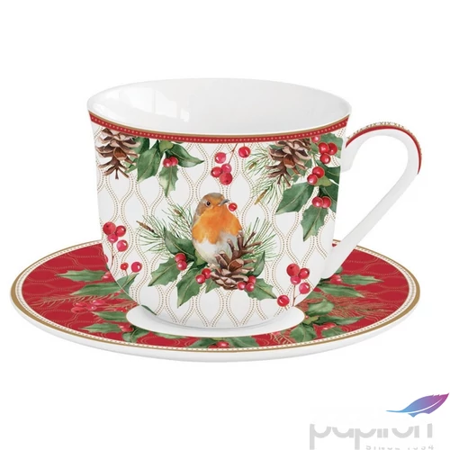 Csésze+alj porcelán reggeliző 3,7dl Christmas Berries dobozban