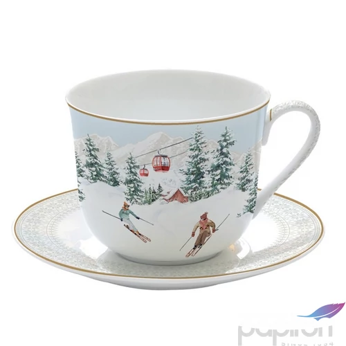Csésze+alj porcelán reggeliző 4dl Chalet dobozban