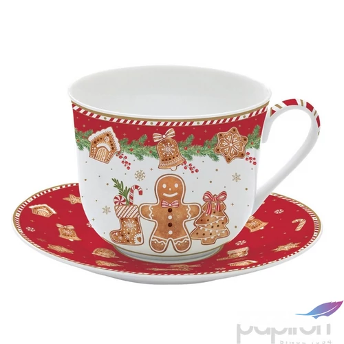 Csésze+alj porcelán reggeliző 4dl Fancy Gingerbread dobozban