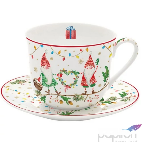 Csésze+alj porcelán reggeliző 4dl Ready for Christmas dobozban
