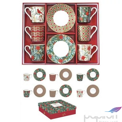 Csésze+alj kávés Porcelán 100ml Coffee Mania, Christmas Joy 6db-os dobozban