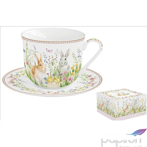 Csésze+alj porcelán reggeliző 3,7dl Happy Easter dobozban