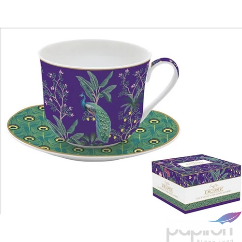Csésze+alj porcelán reggeliző 4dl Imperial Peacock Atmosphere dobozban