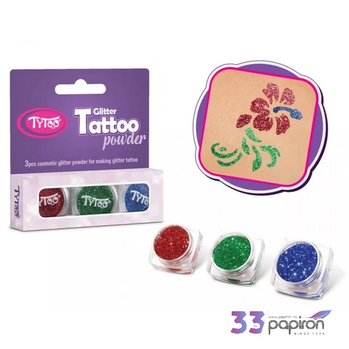Csillámpor szett 3szín/szett 3x2,5ml Piros, Smaragdzöld, Tengerkék