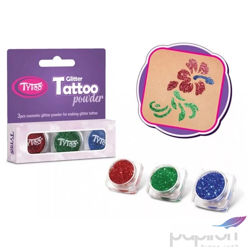 Csillámpor szett 3szín/szett 3x2,5ml Piros, Smaragdzöld, Tengerkék