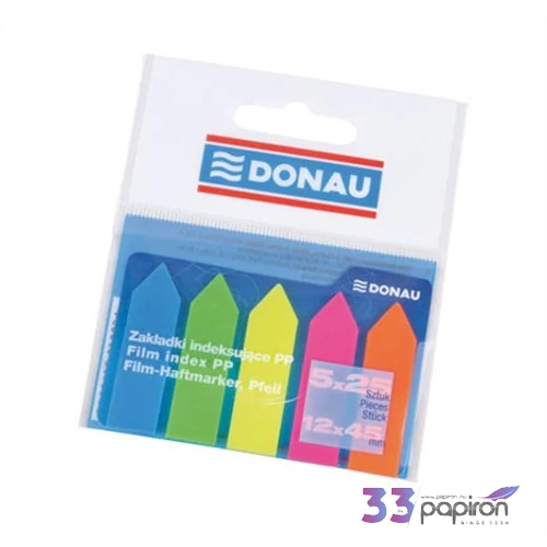 Jelölőcímke Donau műanyag nyíl neon színek 5x25lap 12x45mm 7556001PL-99