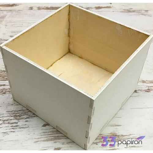 Fa dekorláda szürke 11x11x8cm