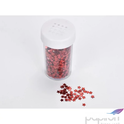 Dekor flitter 30ml Csillag alakú, piros színű 