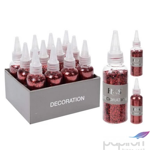 Dekor glitter tűzpiros üvegben, 40gr. kpm