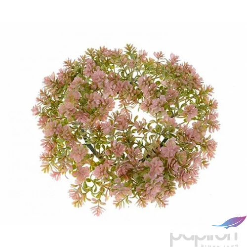 Koszorú dekor selyemvirág pozsgás 20cm, rózsaszín