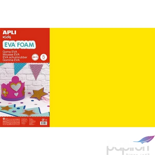 Dekor moosgumi Apli 400x600 mm, Kids Eva Sheets, sárga 