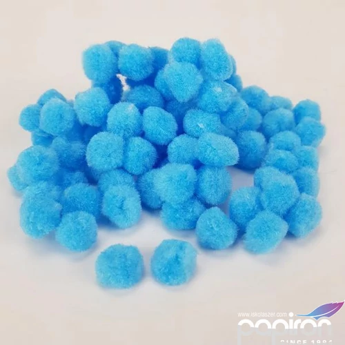 Dekor pompom 15mm kék zsenília golyó, 100db/csomag 