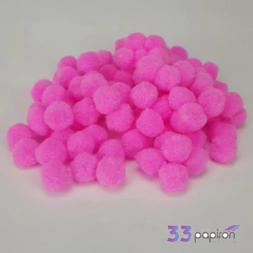 Dekor pompom 15mm magenta zsenília golyó, 100db/cs