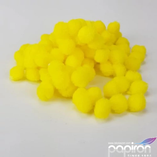Dekor pompom 15mm sárga zsenília golyó, 100db/csomag 