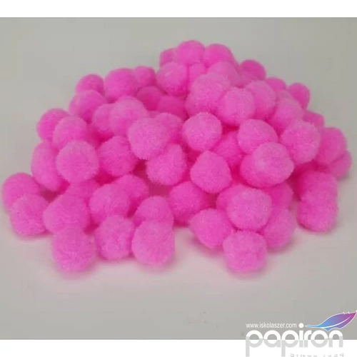 Dekor pompom 15mm rózsaszín zsenília golyó, 100db/csomag
