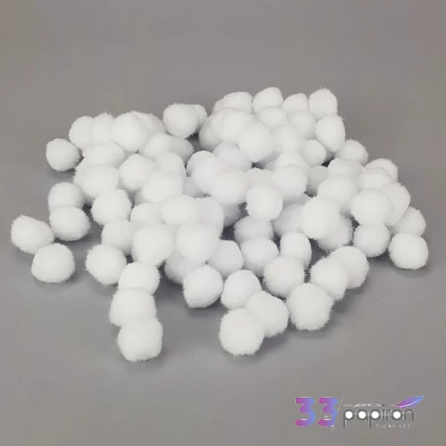 Dekor pompom 20mm fehér zsenília golyó, 100db/cs