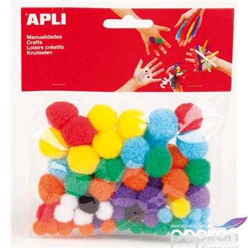 Dekor pompon Apli Creative vegyes színek 78db/csomag LCA13061