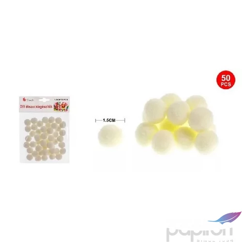 Dekor pompom bézs 1,5cm 50db-os 25