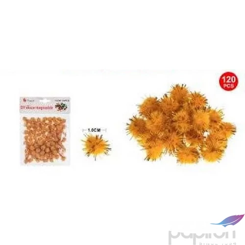 Dekor pompom csillámos arany 1cm 120db-os 25