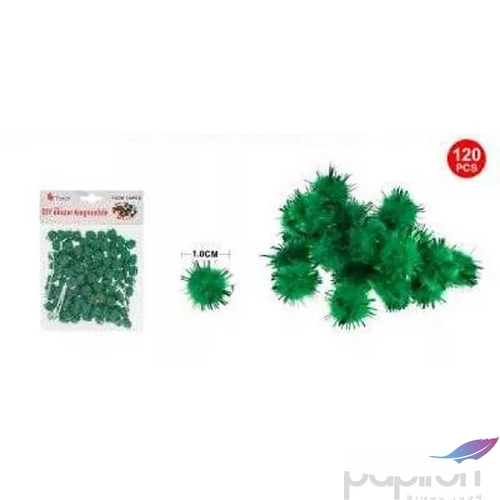 Dekor pompom csillámos zöld 1cm 120db-os 25