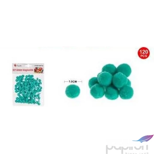 Dekor pompom kékes zöld 1cm 120db-os 25