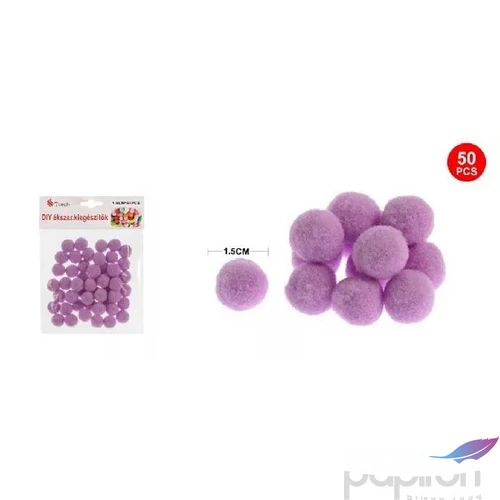 Dekor pompom lila 1,5cm 50db-os 25