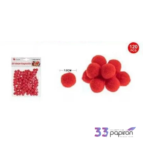 Dekor pompom piros 1cm 120db-os 25