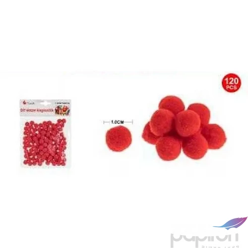 Dekor pompom piros 1cm 120db-os 25