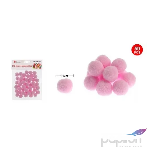Dekor pompom rózsaszín 1,5cm 50db-os 25