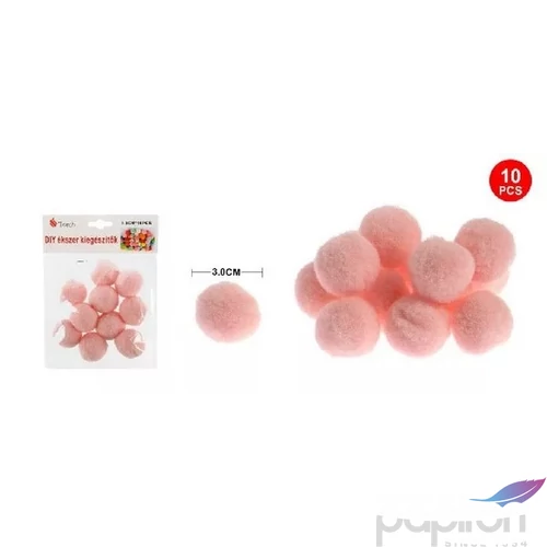 Dekor pompom rózsaszín 3cm 10db-os 25