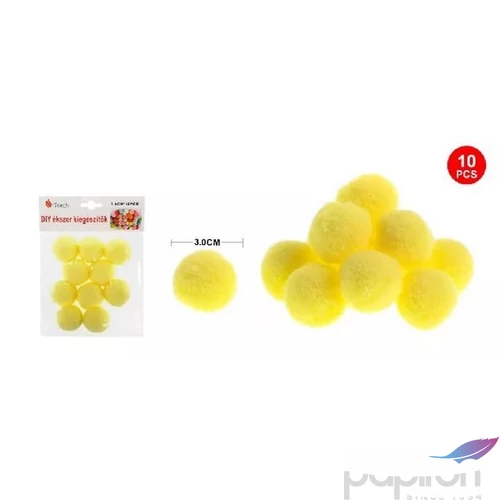 Dekor pompom sárga 3cm 10db-os 25