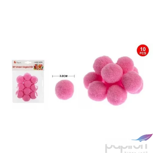 Dekor pompom sötét rózsaszín 3cm 10db-os 25