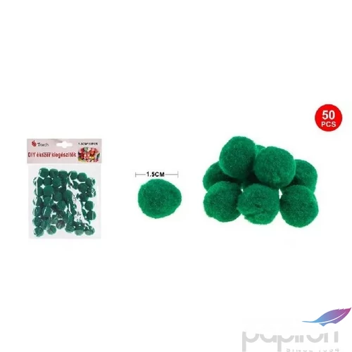 Dekor pompom sötétzöld 1,5cm 50db-os 25