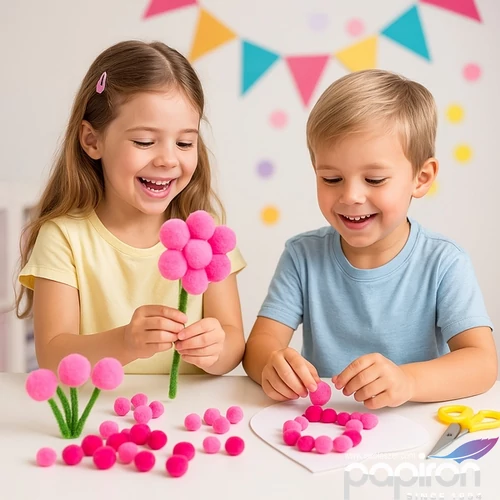 Dekor pompom vegyes rózsaszín 1cm 120db-os 25
