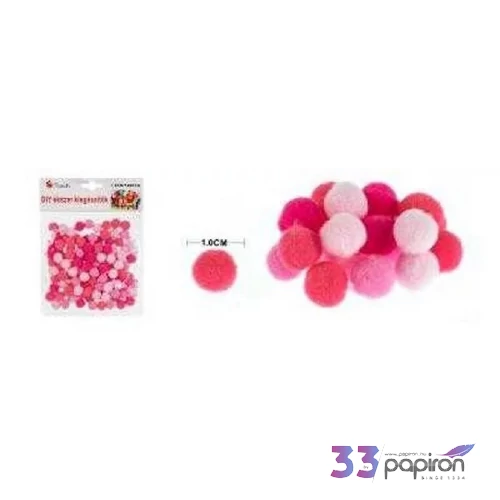 Dekor pompom vegyes rózsaszín 1cm 120db-os 25
