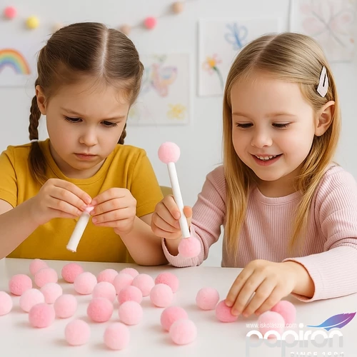 Dekor pompom világos rózsaszín 1cm 120db-os 25